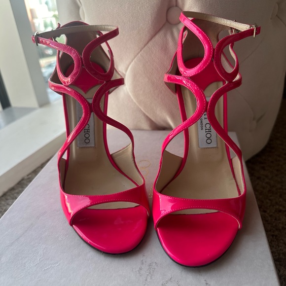Pink Jimmy Choo Azia 95 Sandals. Near perfect condition. Worn once. Heels